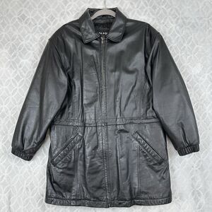 Vtg Wilsons Leather Jacket Mens Medium Black Quilted Coat 90s Grunge Barn Chore